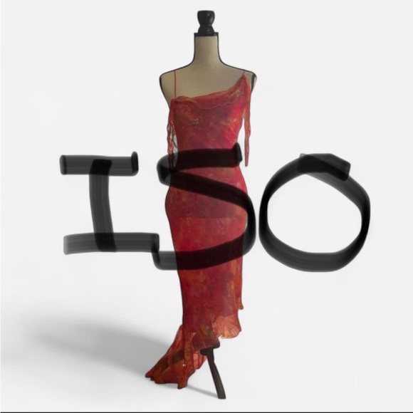 Cache red-orange asymmetrical one-shoulder slip dress